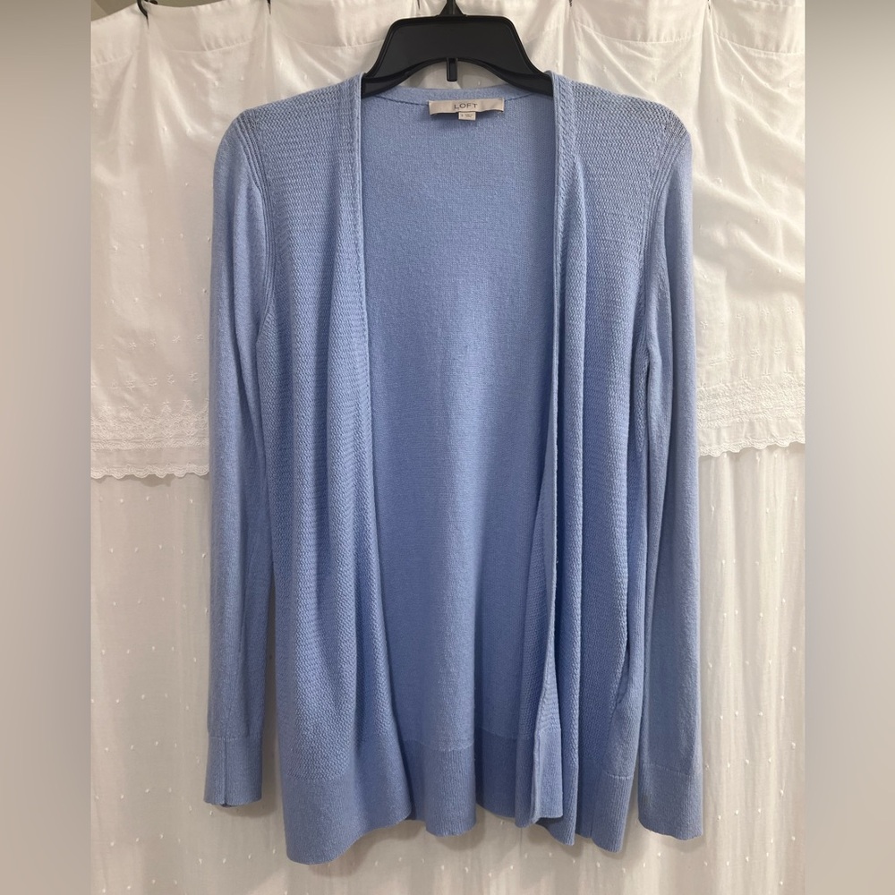 Loft Light Blue Open Front Women's Cardigan